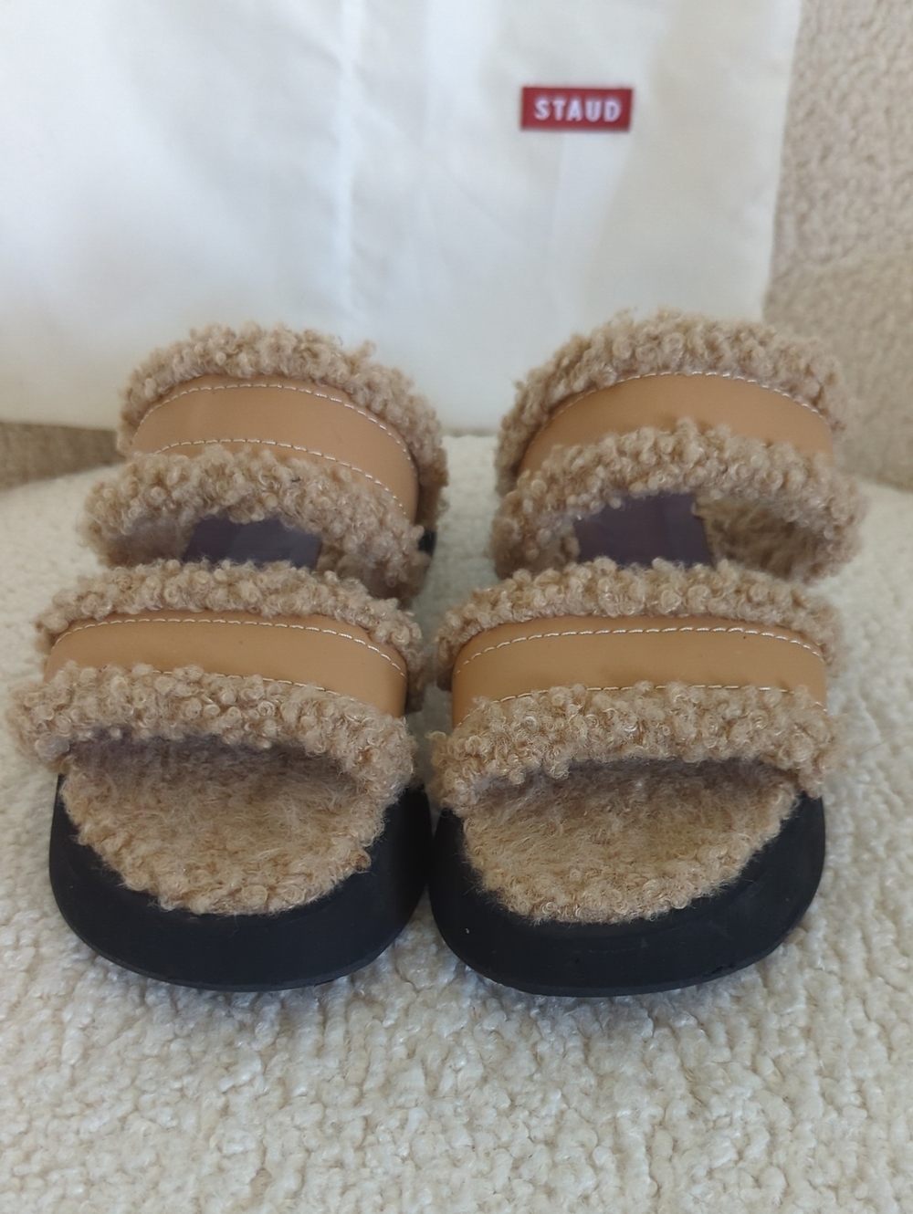 Staud Siesta Shearling Slides in Brown - Picture 6 of 14